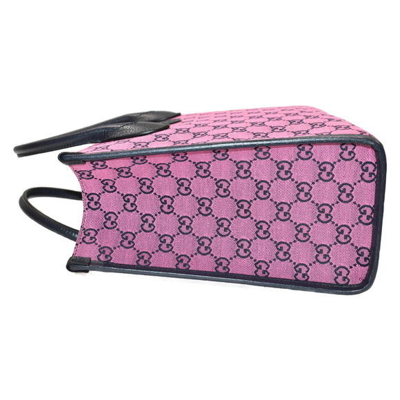 Gucci GG Canvas Fuchsia Leather Trim Boston Bag In Pink  GUCCI Bag Pink Canvas Leather Handbag Shoulder Crossbody GG Multicolor